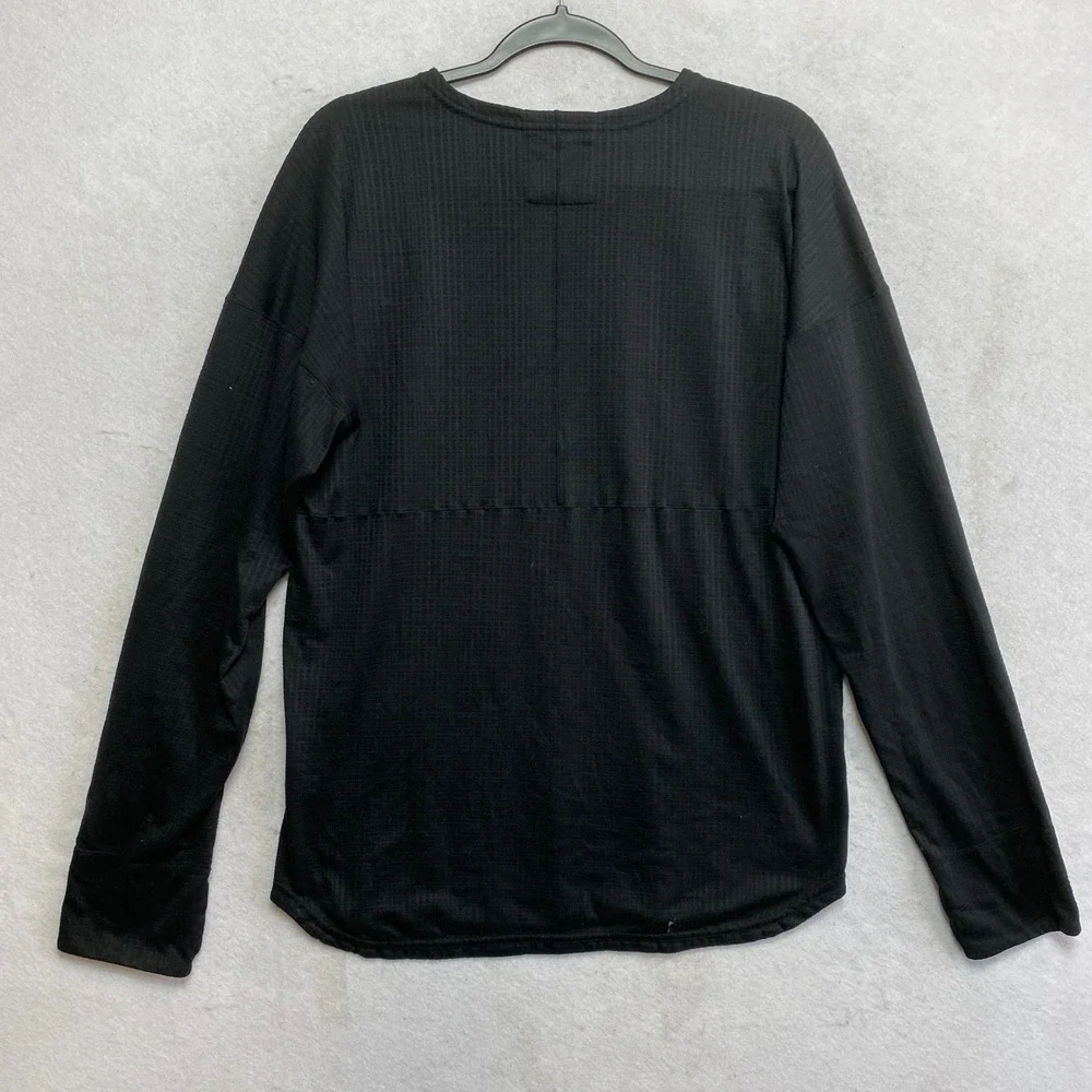 Nike Yoga Dri-FIT Top Womens Small Black Long Sleeve Textured Raglan Shirt